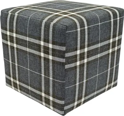 Zdjęcie produktu dla Pufa kwadratowa 40x40 cm LOBOX stylowa plecionka eleganckie siedzisko podnóżek krata dwukolorowa ciemno szara