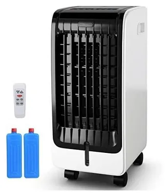 Produktbild von 3 in 1 Mobile Klimaanlage mit 8H Timer, Ventilator 6 L Tank, Luftkühler 75 W, Luftbefeuchter, Klimageraet für Zuhause & Büro, inkl. Fernbedienung | 2 Kühlakkus | 3 Stufen einstellbar