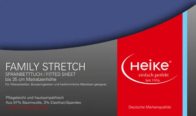 Produktbild von Heike Spannbettlaken, Jersey Family Stretch, 97% Mako-Baumwolle 3% Elasthan, 230 gr/m2, bis 35 cm Höhe (Royalblau, 90x200 cm-100x220 cm)