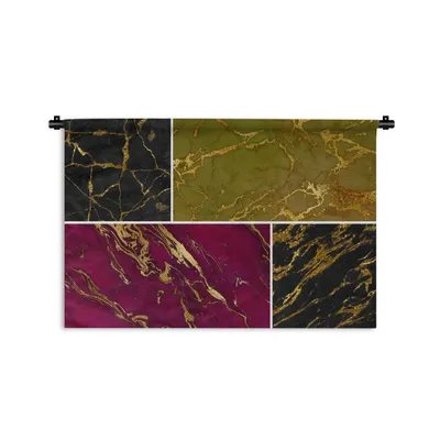 Produktbild von MuchoWow® Wandteppich Wandbehang Marmor - Gold - Luxus 90x60 cm Tapisserie Dekoration Wandtuch - Wandskulpturen - Bildteppich