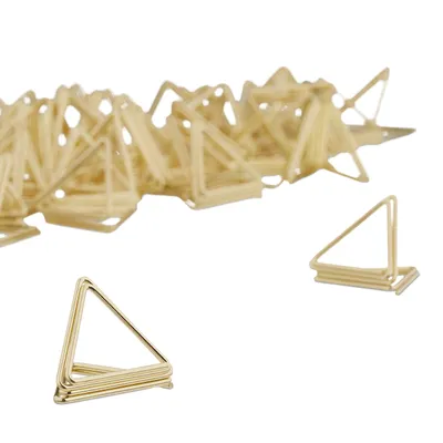 Produktbild von Relaxdays Tischkartenhalter Dreieck, 48er Set, Kartenhalter Tischkarten, Menükarten, Postkarten, Fotos, Aufsteller, gold