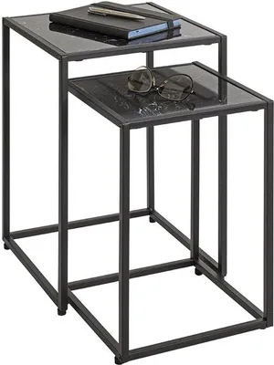 Immagine prodotto di Set Azomor Elegant con due tavolini da salotto con finitura in marmo nero