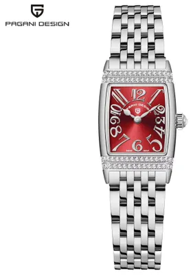 Produktbild von Damenarmbanduhr Pagani Design Amour mit Kristallen, Silberrot