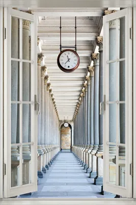 Produktbild von Wallario Poster mit Fenster-Illusion: Säulengang, Größe: 100 x 150 cm