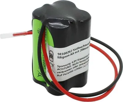 Produktbild von Notleuchtenakku NiMH 4,8V 1800mAh F2x2 Mignon AA mit 200mm Kabel