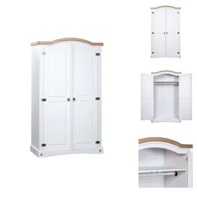 Produktbild von vidaXL Kleiderschrank Mexiko-Stil Kiefernholz 2 Türen Weiß -  Kleiderschränke