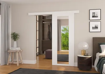 Obrázek produktu pro Interiérové posuvné dveře se zrcadlem 96 cm FADLIA - bílé