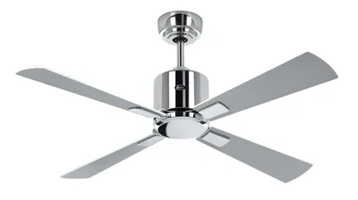 Imagen del producto de Ventilador de techo de bajo consumo con mando a distancia, modelo Eco Neo III, conexión WiFi, 103 cm, acabado cromado brillante, aspas blancos/gris claro