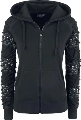 Produktbild von Rock Rebel by EMP Damen schwarze Kapuzenjacke mit Cut Outs L