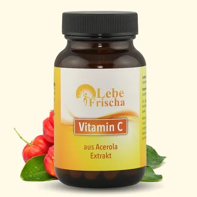 Produktbild von LebeFrischa Vitamin C Kapseln 60 Stück aus Acerola Extrakt hochdosiert