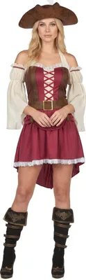 Produktbild von Piratin der Weltmeere Damenkostüm rot-braun-weiss XL