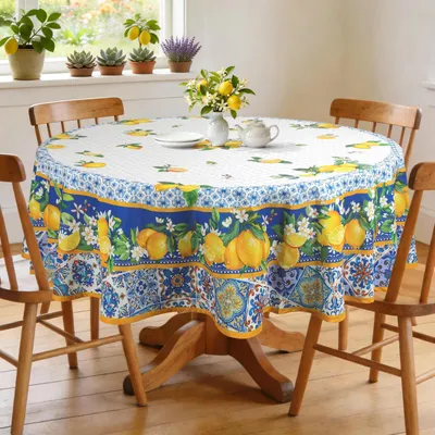 Produktbild von Runde Tischdecke mit Zitrusmuster für Feiern