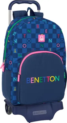 Immagine prodotto di Zaino scuola con ruote Benetton Damero blu navy 30 x 46 x 14 cm