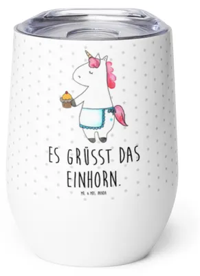 Produktbild von Mr. & Mrs. Panda Thermo Becher Einhorn Muffin - Weiß - Geschenk, glühweinbecher, Unicorn, Geburtstag, Glückwünsche, Geburtstagsgrüße, thermosbecher, Isolierbecher