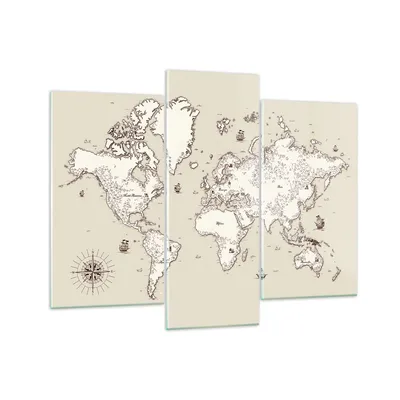 Produktbild von Bilder auf glas - Karte Welt Klassiker Kontinente - 130x100cm - Glasbilder - Wandbilder - Kunstdruck - Wanddekoration aus Glas - Glas Bilder - Wandbild auf Glas - GCB130x100-2910