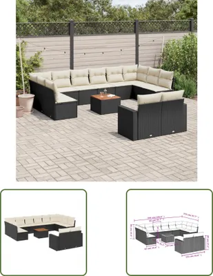 Produktbild von The Living Store 13-tlg. Garten-Sofagarnitur mit Kissen Schwarz Poly Rattan