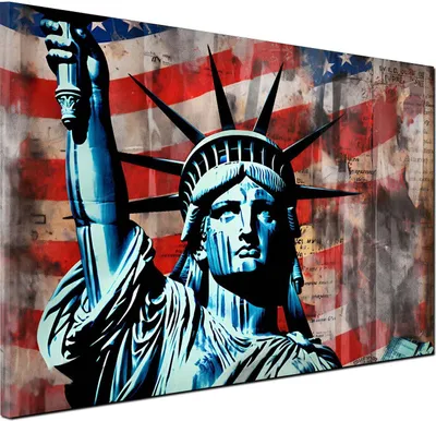 Produktbild von Freiheitsstatue Pop Art USA Wandbild Leinwandbild Kunstdruck XL Wanddeko: 150x100x4cm