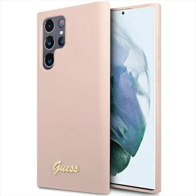 Produktbild von Guess Silicone Script Metal Logo Collection Hardcase Hülle Cover für Samsung Galaxy S23 Ultra