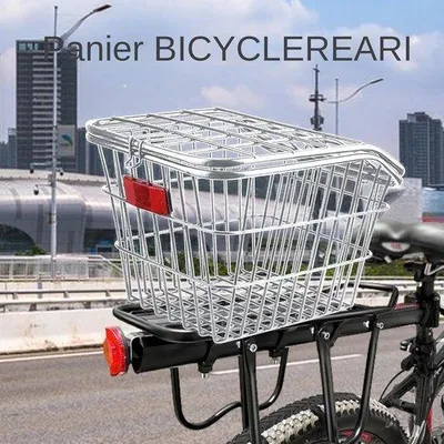 Productafbeelding van Fietsmand - Bagagedrager mand - Fietsuitrusting vervoeren - Grote capaciteit - 44 x 35 x 28 cm - Zilver