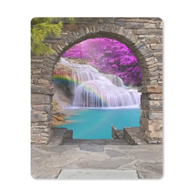 Produktbild von MuchoWow® Mauspad Mousepad Blumen - Regenbogen - Wasserfall - Ausblick 30x40 cm - Mousepads - Maus Mat - Pad - Mausunterlage - Mausmatten