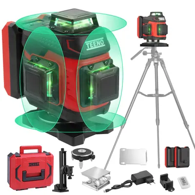 Produktbild von TEENO Rotierende Kreuzlinienlaser,Laser Wasserwaage 4D 16 Grüne Linie, Verwendet für Laserbaustellen, 360° Selbstnivellierung,5400mAh x 2
