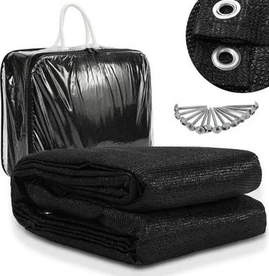 Produktbild von Izrielar Zeltteppich Schwarz für Wohnmobil und Wohnwagen, Atmungsaktive Zeltfußmatte für Markise, Garten und Outdoor 400cmx300cm