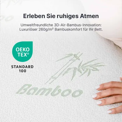 Immagine prodotto di Topper in gel per materasso, premium, 80x200 cm, adatto a materassi con rigidità H2 e H3, con uno strato di 7 cm di schiuma memory gel. Copertura in bambù rimovibile e lavabile, con sistema di ventilazione 3D