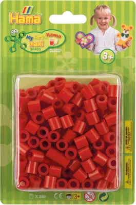 Image de Perles à repasser Hama Maxi rouges, 250 pièces.