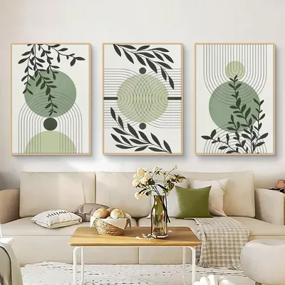 Produktbild von 3-teiliges Poster Set Grüne Pflanzen Boho Wandbilder 30x40cm