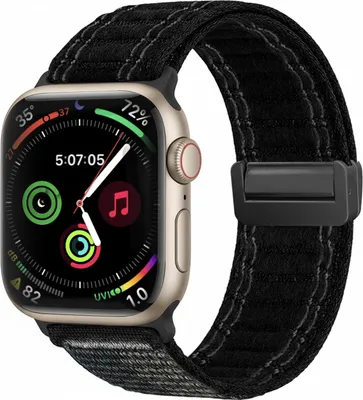 Produktbild von Smartwatch Armband für Apple Watch Series 1 42mm Nylon Textil Band Ersatzband Wechselband Magnetverschluss flexibel atmungsaktiv Schwarz