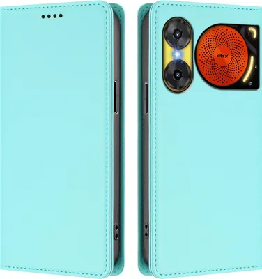 Image de Étui en cuir pour ZTE Nubia Music 2, étui à rabat magnétique en cuirPolyuréthaneavec support, vert menthe