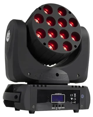 Zdjęcie produktu dla Światło sceniczne LED typu Moving Head – reflektor Beam o mocy 12 x 12 W, z kolorami RGBW – do oświetlenia scenicznego – sterowanie DMX512 – napięcie 100–240 V – idealne dla DJ-ów i do użytku na scenie