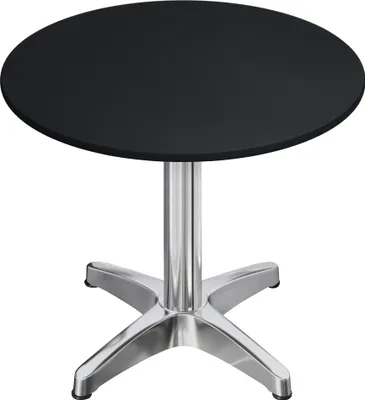 Produktbild von CPBL | HPL Bistro Tisch | Ø:H 70 x 78 cm | Schwarz / Aluminium | Klappbar + Zusatzgewicht | Rund | Bistrotisch Gastro Tisch