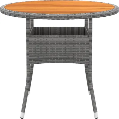 Obrázek produktu pro vidaXL Zahradní stůl Ø80x75 cm Akáciové dřevo a polyratanový ratan šedý