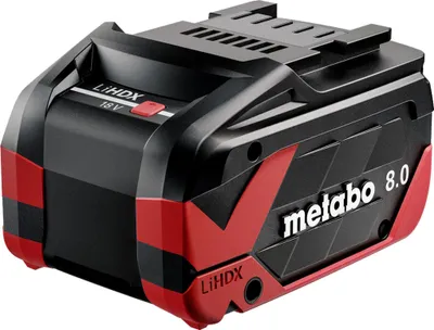 Obrázok produktu pre Metabo 624975000, Batérie, Lítium-iónový akumulátor s vysokou hustotou (LiHD), 8 Ah, 18 V, Metabo, Čierna, Červená