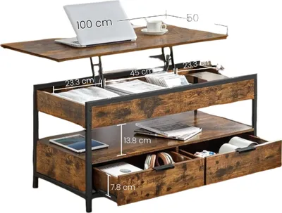 Produktbild von Höhenverstellbarer Couchtisch - platzsparend - 50 x 100 x 48-63 cm