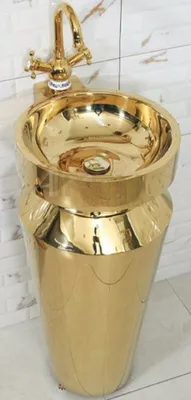 Produktbild von Casa Padrino Luxus Edelstahl Waschtisch Gold 40 x H. 86 cm - Goldene Badezimmer Möbel - Hotel & Restaurant Kollektion - Luxus Qualität