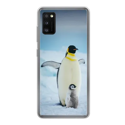 Produktbild von MuchoWow® Handyhülle Schutzhülle Hülle für Samsung Galaxy A41 Kaiserpinguin mit Jungen Silikon Softcase Handy Hülle - Mobiltelefon