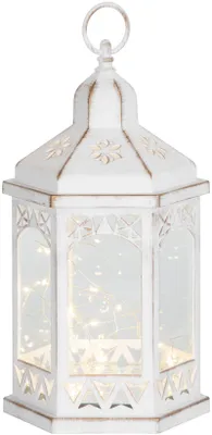 Produktbild von Weihnachtslaterne MagicHome Morocco, LED warmweiß, weiß, 3xAAA, Kunststoff, mit Timer, 18x15x32 cm