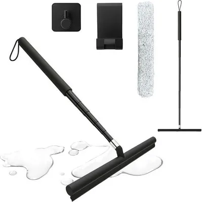 Produktbild von Famanu Duschwischer mit teleskopierbarem Griff 30-120 cm - 2-in-1 Fensterwischer und Wasserabzieher