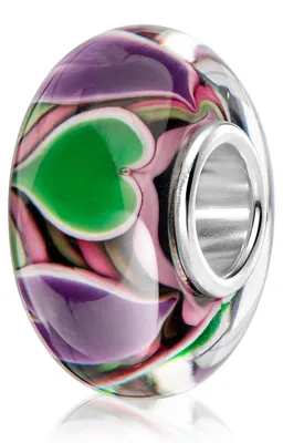 Produktbild von MATERIA by Matthias Wagner Glas Bead Herzen lila grün für Beads Armband 1489