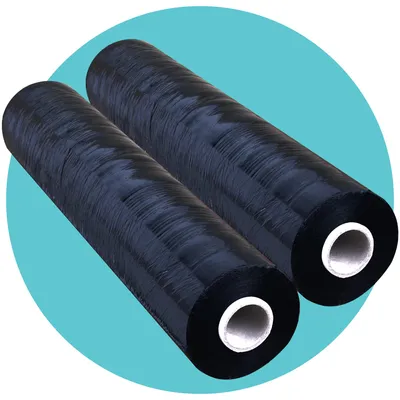 Immagine prodotto di Film per l'imballaggio di pallet, 400 mm x 250 m, confezione da 2 pezzi, colore nero, ideale per traslochi