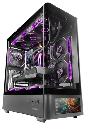 Produktbild von Mars Gaming MCLCDPRO, Midi Tower, PC, Schwarz, ATX, micro ATX, Mini-ITX, Gehärtetes Glas, Gaming