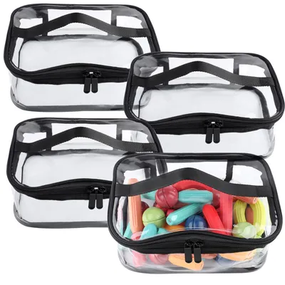 Produktbild von Omgoods – 4er-Set transparente PVC-Aufbewahrungsbeutel – Wasserdichter Kosmetikbeutel für Reisen