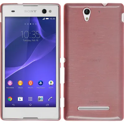 Produktbild von PhoneNatic Case kompatibel mit Sony Xperia C3 - rosa Silikon Hülle brushed + 2 Schutzfolien