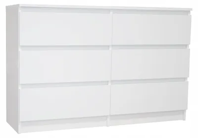 Produktbild von Kommode in weiß mit sechs Schubladen, Schlafzimmer Flur, Nachttisch, Schrank, Sideboard, Highboard, Breite 120 cm Höhe 77cm