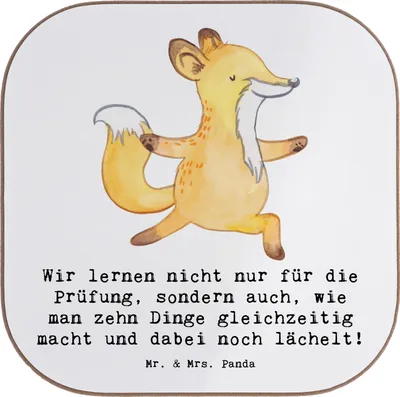 Produktbild von Mr. & Mrs. Panda Untersetzer für Gläser Auszubildende Lächeln - Weiß - Geschenk, Tischuntersetzer, Berufsliebe, Berufsausbildungsphase, Coaster, Berufsalltag, Beruf