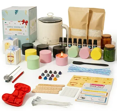 Kerzenmacher-Set mit Wachsschmelzer, Sojawachs, 85-teilig, DIY