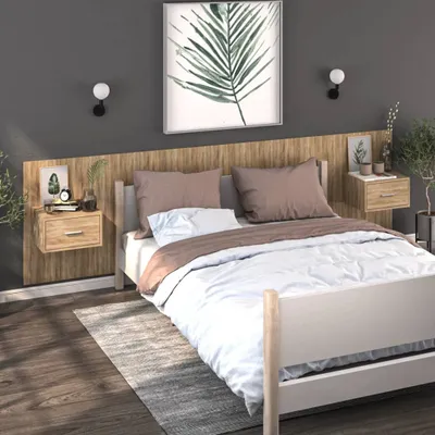 Produktbild von vidaXL Wand Nachttische 2 Stk. Sonoma Eiche - Wand-Nachttisch - Wand-Nachttische - Schwebender Nachttisch - Wand-Nachtschrank