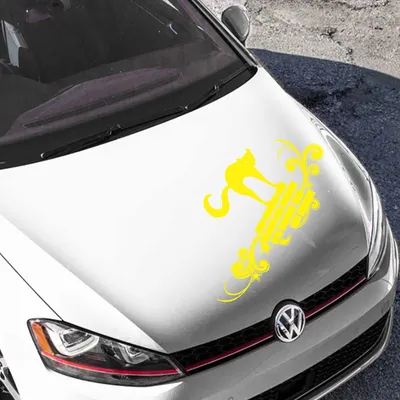 Produktbild von Aufkleber - Autoaufkleber Moonlight Kitty 80cm x 46cm gelb - Tuning Carystyling Heckscheibe Auto